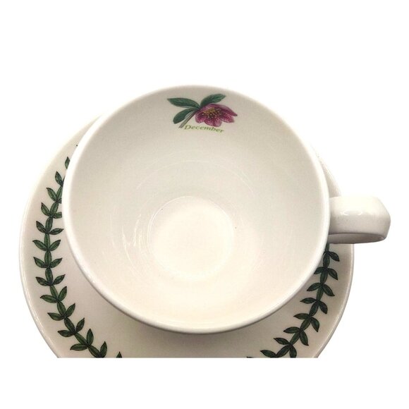 Portmeirion Botanic Garden "December" Teacup & Saucer Set With Purple Hellebore - Picture 6 of 14